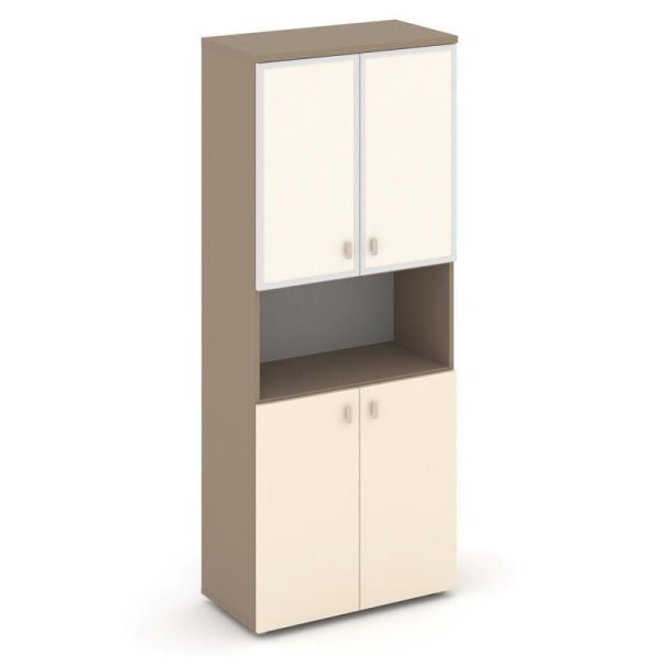 Шкаф высокий широкий ES.ST-1.4R I (800х420х1977) (Латте/Сатин/Лакобель ivory)